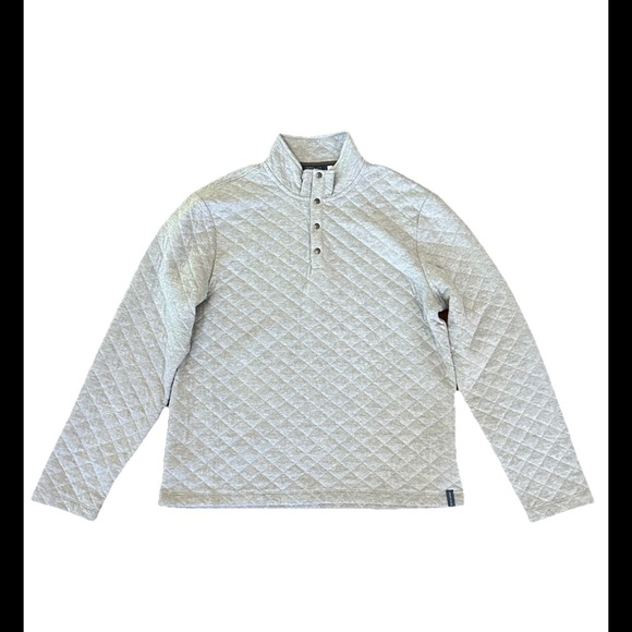 Perry Ellis Mens XL Gray Quilted 1/4 Snap Long Sleeve Mock Neck Pullover Sweater - Picture 1 of 9